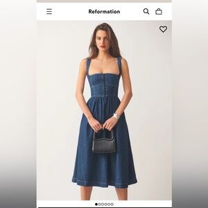 Reformation Tagliatelle Denim Midi Dress - Size 14
